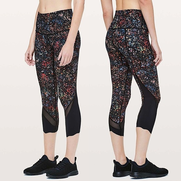 Lululemon Wunder Under Crop II Special Edition Scallop 24" Flowerescent Multi 10 - Picture 1 of 11